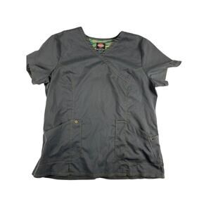 Dickies Medical Scrub Top XL Gray V-Neck Short Sleeve Unisex Healthcare